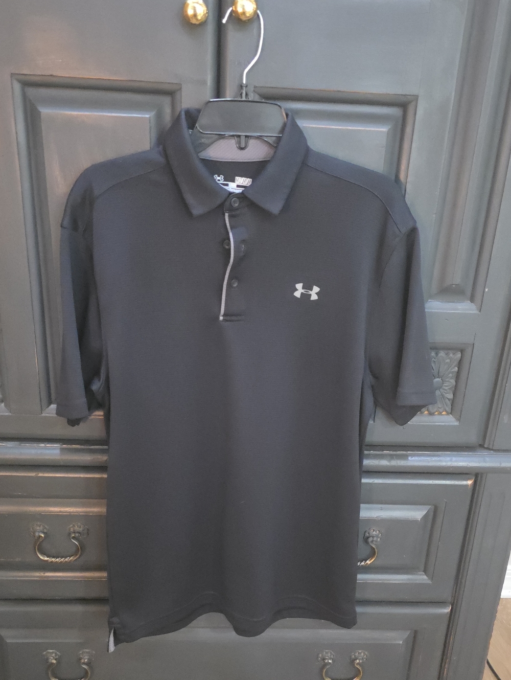 Under Armour Men's Heat Gear Black Performance Polo Medium Leisure Golf Outdoor